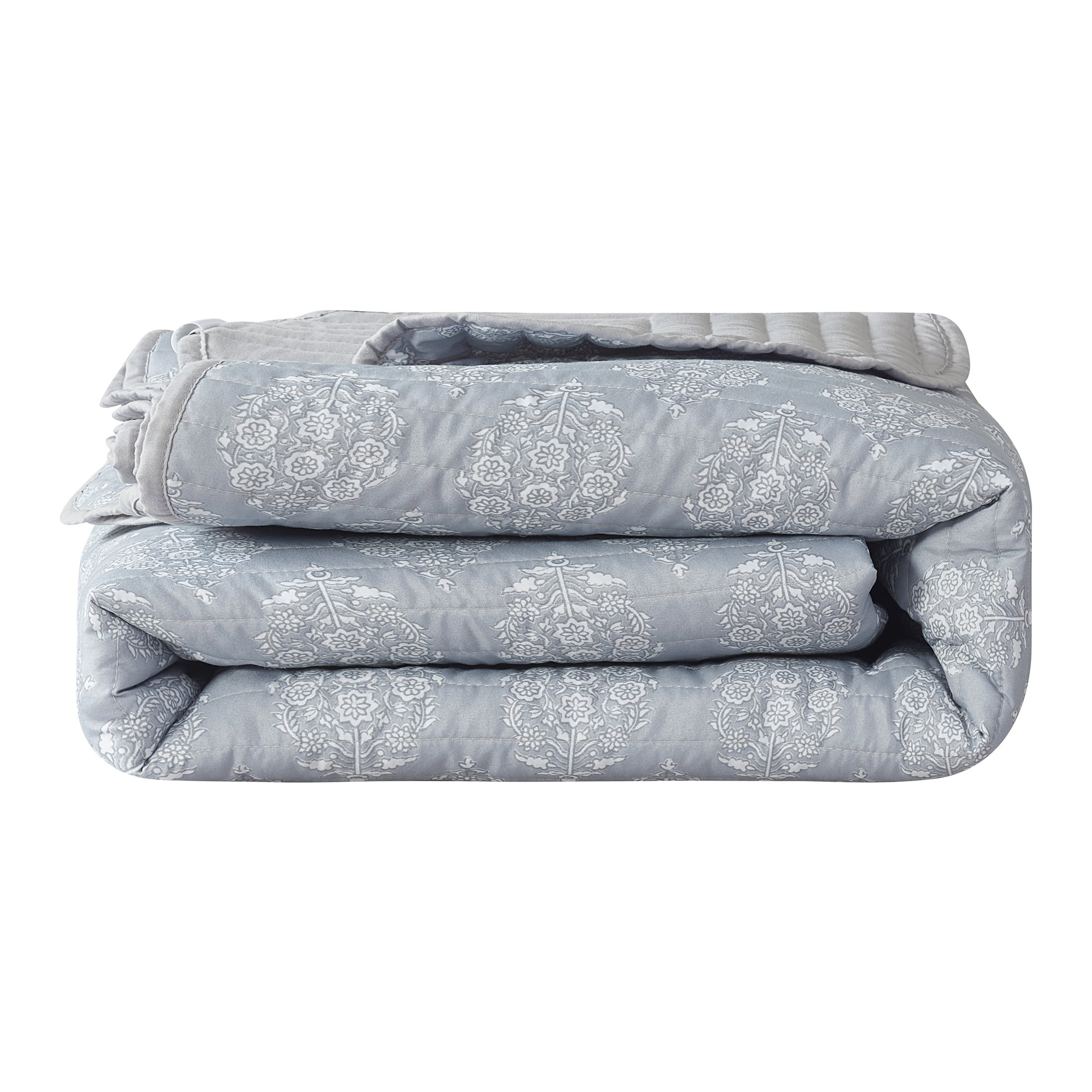 Mainstays Gray Paisley 3-Piece Quilt Set, Full/Queen