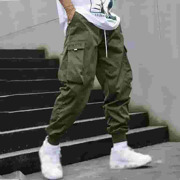 Fashion Men Cargo Pants Mens Trousers Hip Hop Joggers Pockets