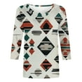 thumbnail image 4 of CYMMPU Tunic Tops 3/4 Sleeve Summer Trendy Shirts Round Neck Spring Tops Blouses for Women Dressy Casual Geometric Printed Loose Fit Lightweight Basic Tees XXXXXL, 4 of 5