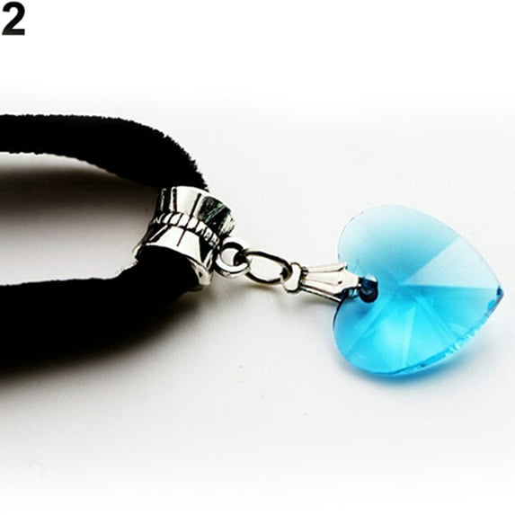 NUZYZ Gothic Handmade Love Heart Rhinestone Pendant Choker Short Necklace