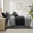 thumbnail image 4 of Madison Park Queen Size 7 Piece Faux Suede Comforter Set Black,Bed in a Bag,All Season Bed Set,Cozy and Lightweight, 4 of 14