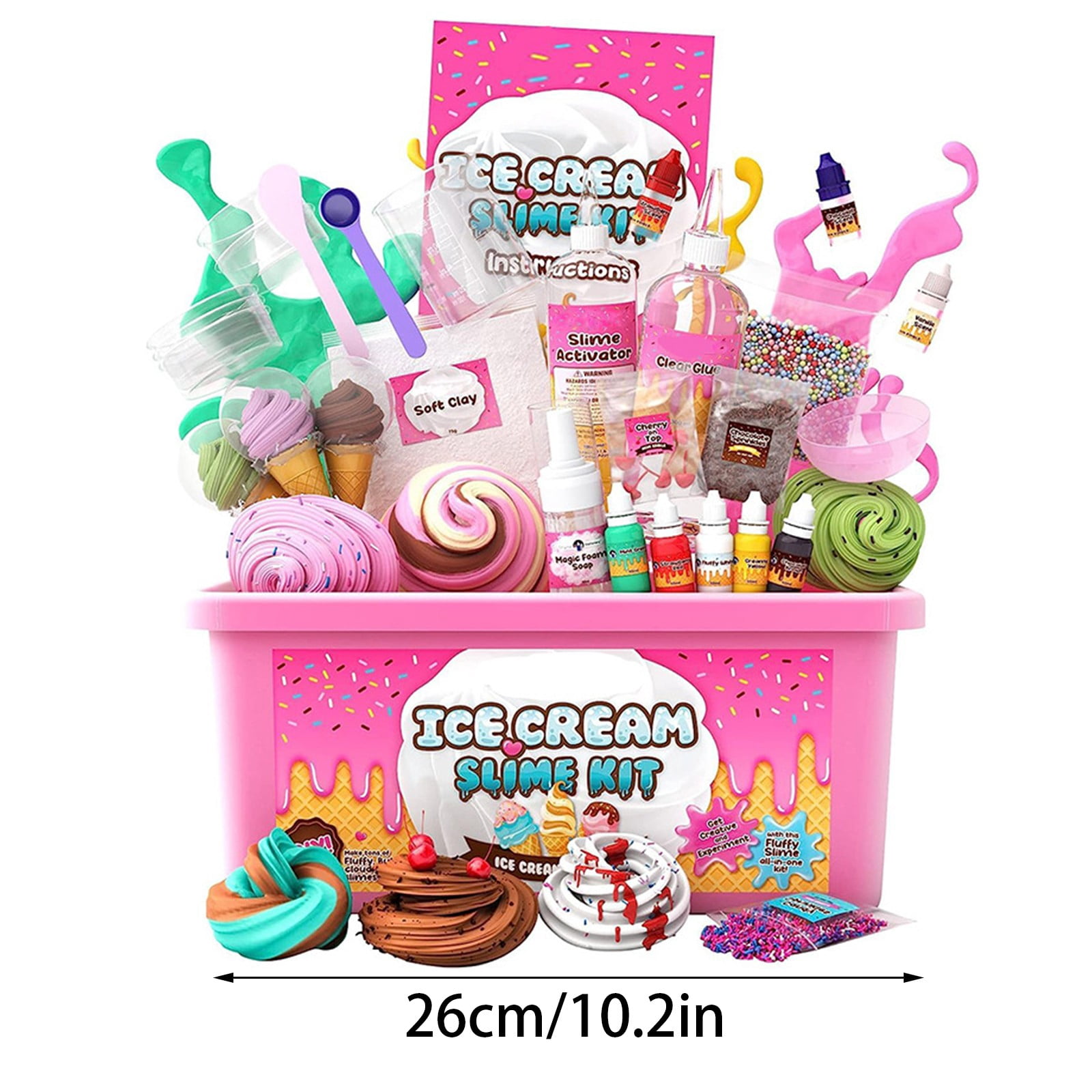 Fluffy Butter Slime Kit for Girls, ELFINDEA Ice Cream Slime Making Kit DIY Yummy Cake Fruit Candy Scented Slime with Berry Donut Charms Candy Sprinkles Stuff Kids Slime Gift Toys