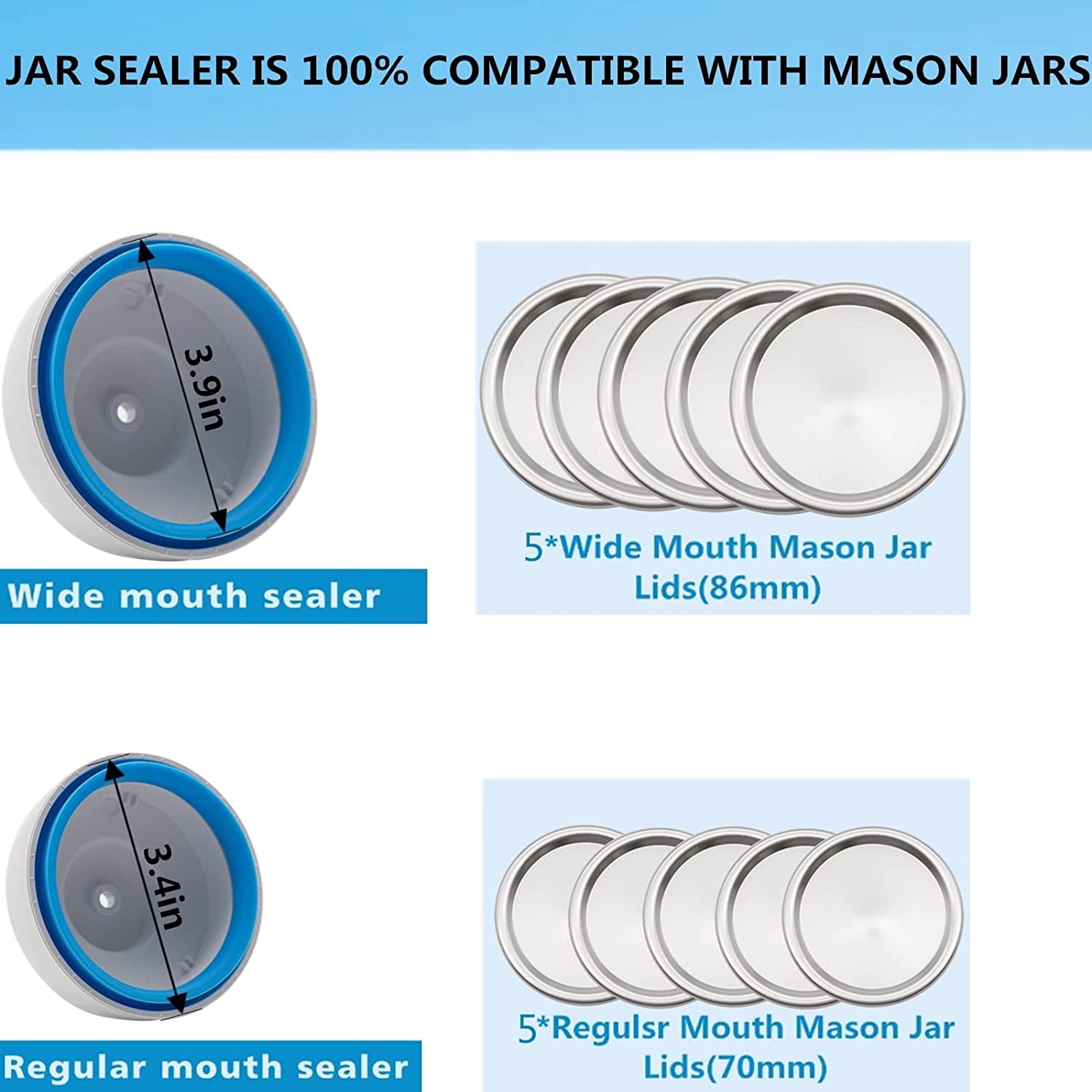 Jar Vacuum Sealer Foodsaver Container Kit Hose Mason Jars New Wide Canning  J7U1 
