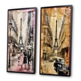 thumbnail image 3 of Designart "Nostalgic Vintage Collage of Paris V" City Paris Framed Wall Art Set Of 2 - Traditional Pink Framed Canvas Set For Living Room Decor, 3 of 6