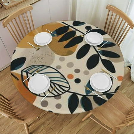 

HAOXIT Round Table Cloth Stain Resistance Polyester Circle Table Cover for Home Kitchen Dining Party Camping Pinic Decor 31-35