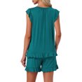 thumbnail image 3 of INSPIRAR CHIC Conjuntos de Pijama de Dos Piezas para Mujeres con Manga con Volantes y Pantalones Cortos M Verde Oscuro, 3 of 5