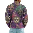 thumbnail image 5 of LNZGNM Mardi Gras Shirt Men Quarter Zip Big and Tall Carnival Graphic Printed Sweatshirts Stand Collar Long Sleeve Top Casual Winter Outerwear,Light Purple XL, 5 of 7