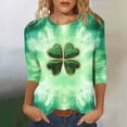 thumbnail image 2 of St Patricks Day Shirt for Women Funny Green Graphic 3/4 Sleeve Crewneck Casual Loose Fit Pullover Tshirt Tee Tops (S, Multicolor), 2 of 4