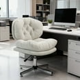 thumbnail image 2 of HOMCOM Armless Office Chair Desk Chair with Wide Thick Padded Seat, White, 2 of 10