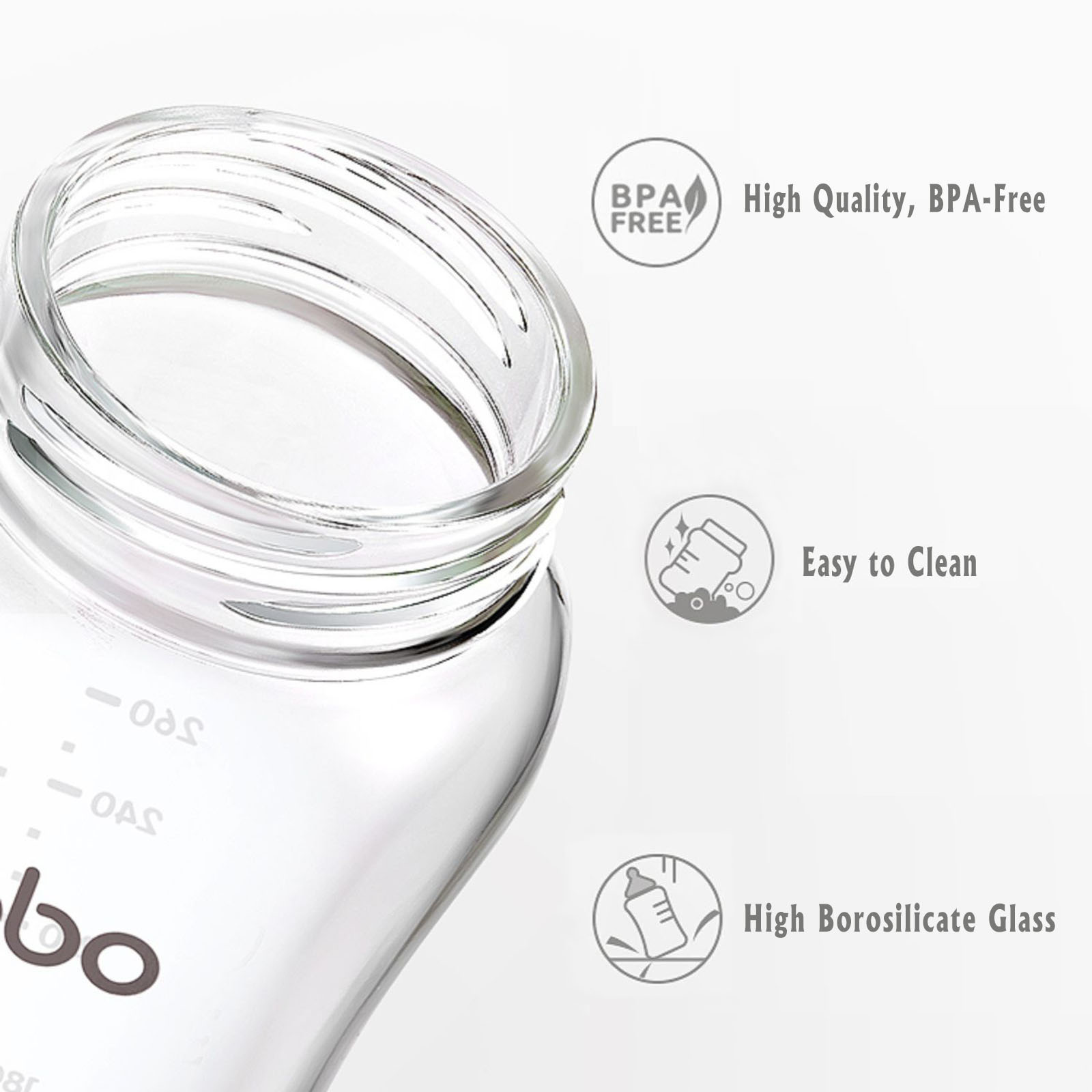 YOHKOH Wide-Neck Glass Baby Bottles, 8.8 oz, 2 Pack photo 4