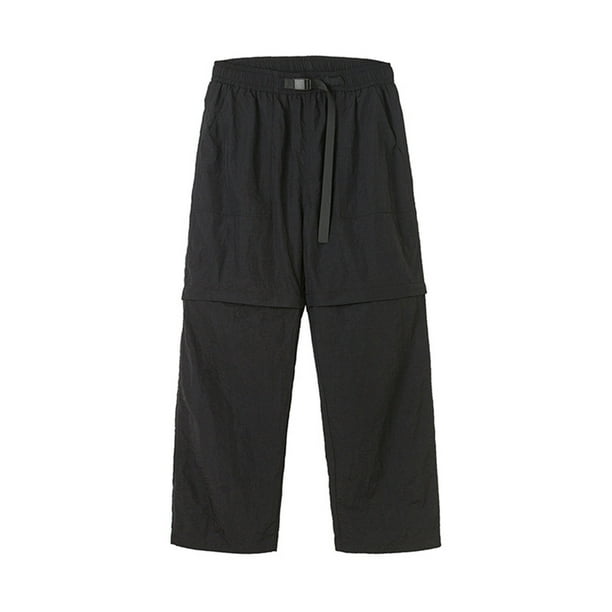 Pantalones largos de nailon para hombre, con cremallera, para escalada, secado rápido, informales, con botones y bolsillos laterales.