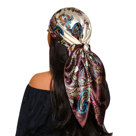 Large Square Headscarf 90x90cm Hair Bandanas Neck Scarves Stylish Soft Artificial Silk for Sleep Beach Daily Wear Parties Decoration
