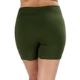 thumbnail image 3 of Womens & Plus Soft Cotton Stretch Wide Waist Band High Waist Active Short Hot Pant (Lt Olive, L), 3 of 3