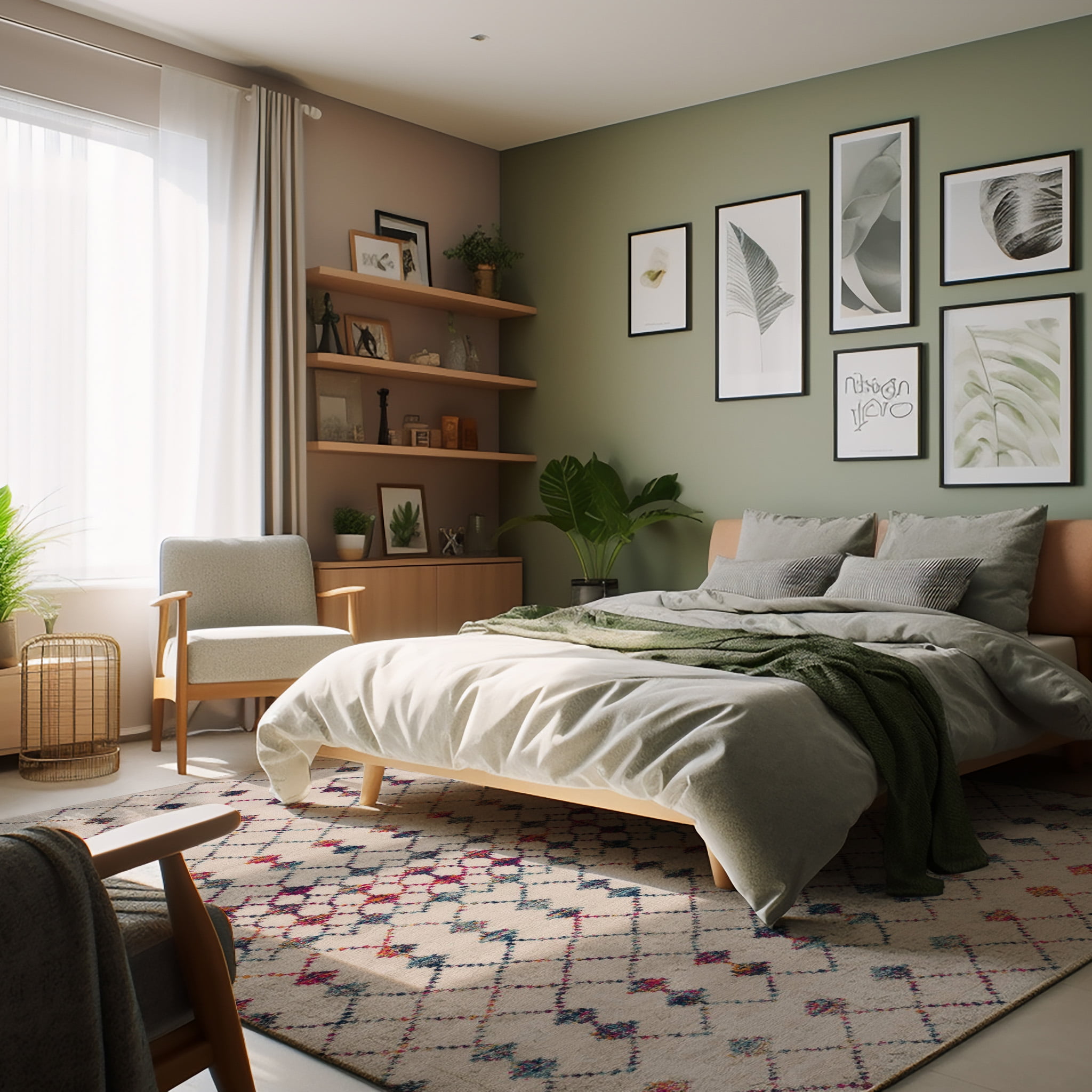 Rug Branch Savannah Boho Indoor Area Rug, Beige Blue, Modern - Living Room, Bedroom, Dining Room, and Kitchen