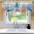 thumbnail image 6 of Ocean Octopus Window Valance for Kitchen, Summer Orange Blue Sea Animal Corals Teal Wooden Rod Pocket Short Curtain for Small Windows, Light Filtering Decorative Valance, 60 x 18 Inch, 1 Panel, 6 of 9