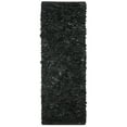 thumbnail image 3 of SAFAVIEH Leather Leather Solid Shag Area Rug, Black, 5' x 8', 3 of 9