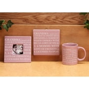 5 Inch "Grandma" Themed Frame/Plaque/Mug, 3 Piece Gift Set - Lilac