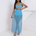 thumbnail image 2 of Posijego Womens Summer Two Piece Outfit Sleeveless Crop Tank Top See Through Skirts Shorts Matching Set, 2 of 7