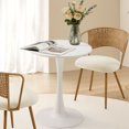 thumbnail image 3 of S-HOME Dark Wood Grain Round Dining Table With MDF Top And Iron Base Ideal For Chic Dining Room Decor 24 Inch，White, 3 of 6