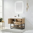 thumbnail image 5 of Vinnova Alistair 36" White Stone Top Oak Single Vanity Black Frame w/o Mirror, 5 of 16