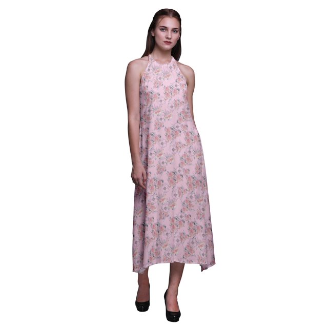 Bimba Robe Longue Dos Nu à Fleurs Décontractée pour Femmes Robe de Plage Imprimée-TG