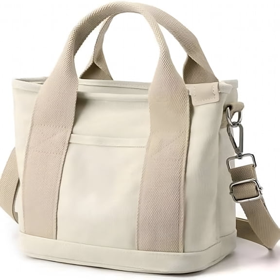 GASTROPOD Small Tote Bag with Zipper,Canvas Multi-Pocket Crossbody Bag Shoulder Bag Satchel Bag Messenger Bag Beige