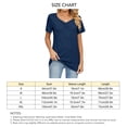 thumbnail image 4 of Mujeres V cuello de manga corta tops casual moda color puro plisado mujeres verano Camisetas para diario viaje Oficina, 4 of 6