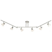 Vaxcel Como 6 Light Brushed Nickel Swing Arm Ceiling Spot Light White Glass