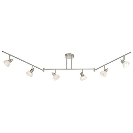 Vaxcel Como 6 Light Brushed Nickel Swing Arm Ceiling Spot Light White Glass