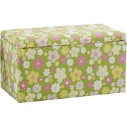 Upholstered Storage Bench, Floral Baby Pink