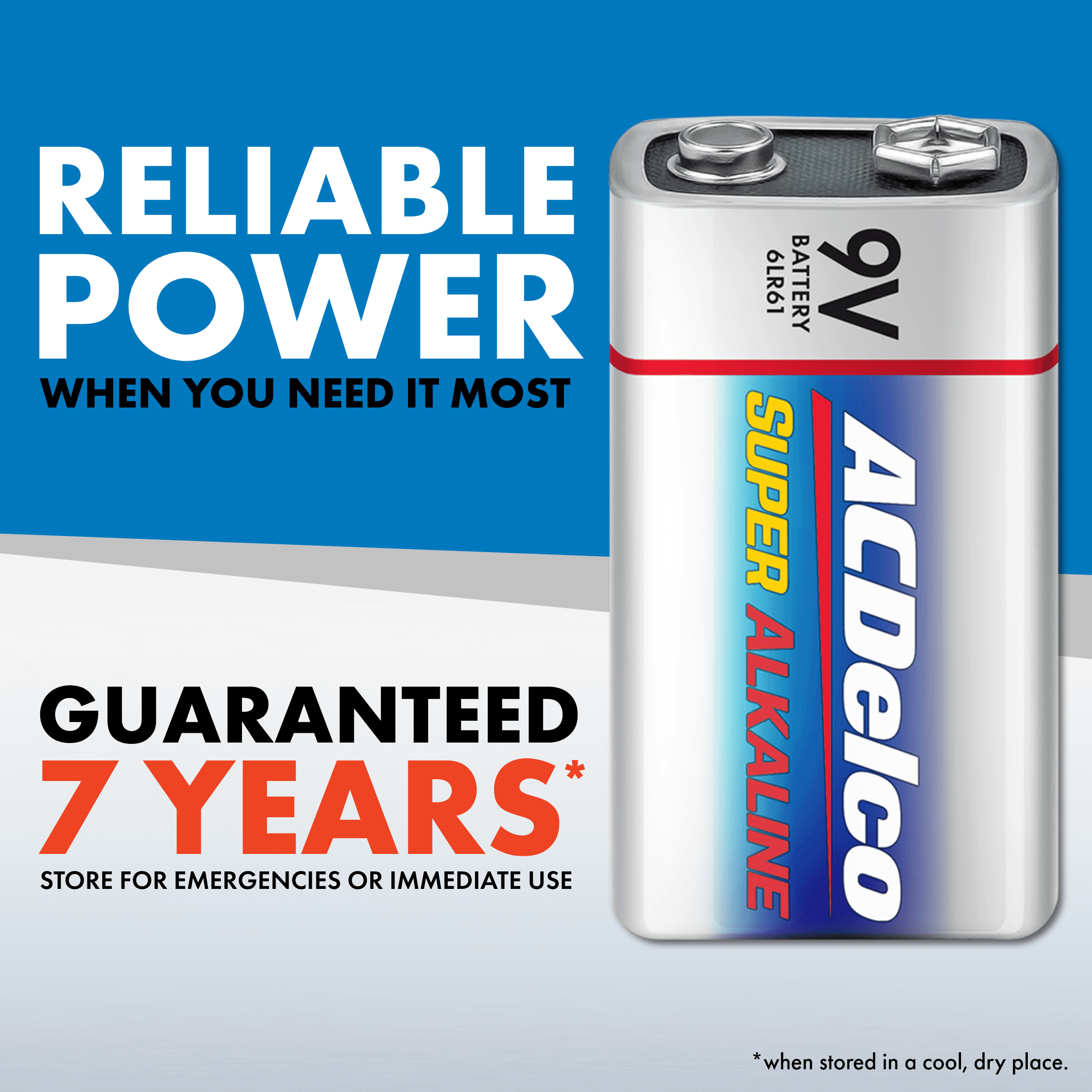 ACDelco 9V Batteries, Super Alkaline 9-Volt Battery, 12-Count