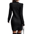 thumbnail image 4 of Seyurigaoka Women Knit Bodycon Short Dress Long Sleeve Crew Neck Solid Slim Fit Mini Dress for Casual Daily, 4 of 6