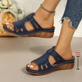thumbnail image 6 of THDHVS Wedge Sandals for Women,Womens Sandals Comfortable,Women's Fashion Casual Summer Hollow Strap Fish Mouth Wedge Slippers Dark Blue 6, 6 of 6