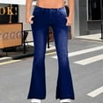 thumbnail image 2 of adviicd Womens Stretchy Low Rise Butt Lifting Flare Jeans Denim Bell Bootcut Pants (Dark Blue, XXL), 2 of 7