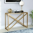 thumbnail image 2 of Henn&Hart 42" Brass Metal/Glass Console Table, 2 of 8