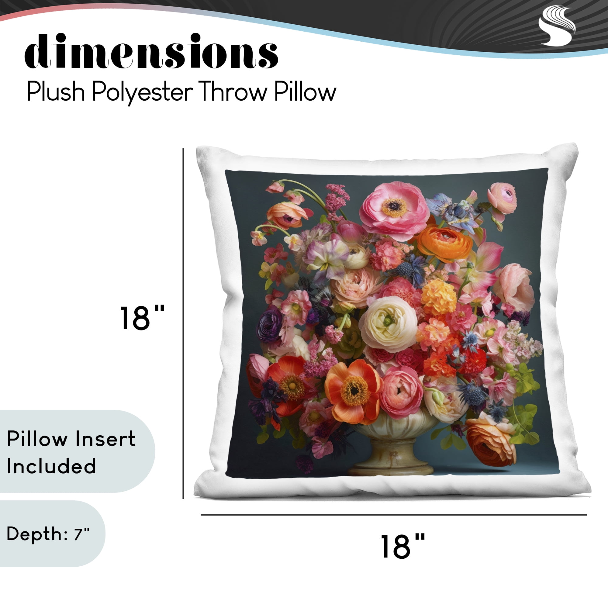 Stupell Industries Harmonious Mixed Peonies Decorative Printed Throw Pillow, design by Lazar Studio, 18 x 7 x 18
