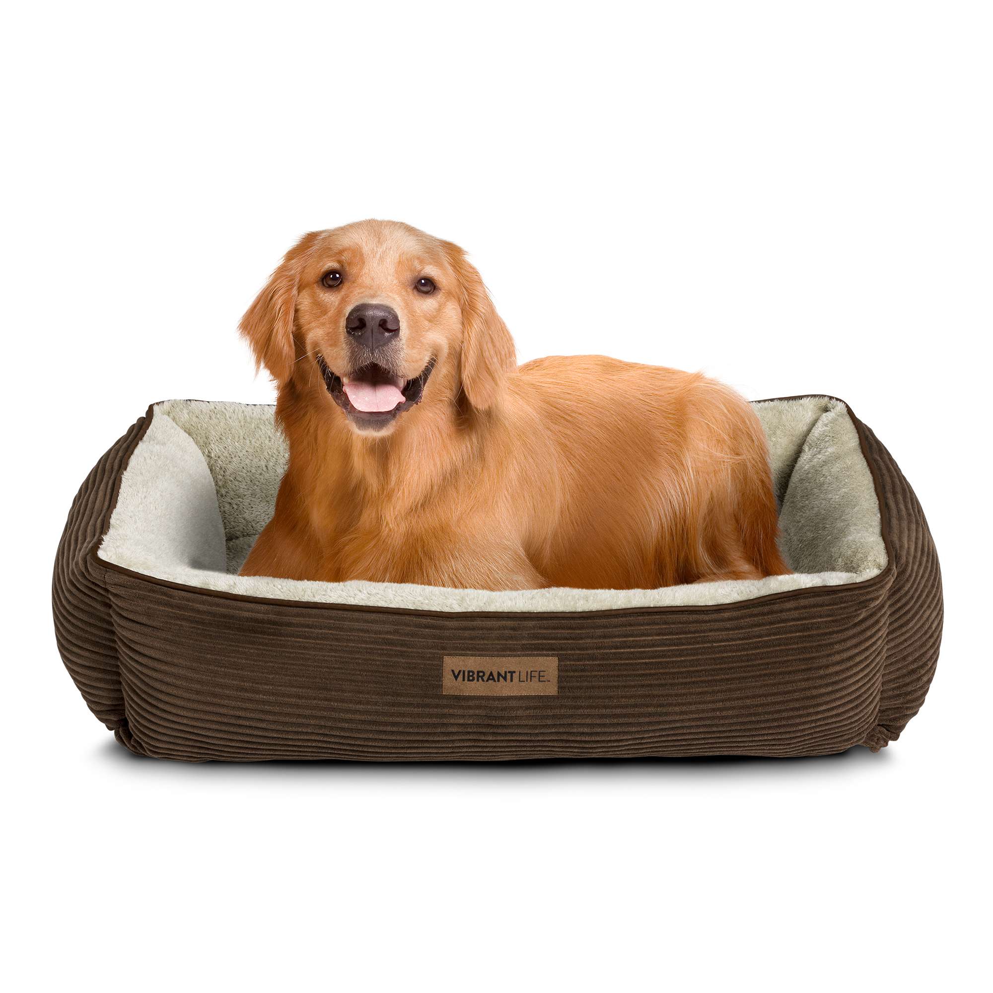 Vibrant Life Lounger Dog Bed, Large, Brown Corduroy