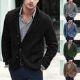 thumbnail image 6 of Men's Shawl Collar Cable Knit Cardigan Button Front Long Sleeve Sweater Jacket, 6 of 6