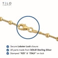 thumbnail image 3 of Tilo Jewelry Yellow Gold Plated Solid 925 Sterling Silver 3.25mm Diamond-Cut Ball Beaded Station Chain Necklace with Secure Lobster Lock | 16 Inch | Everyday Necklace for Women, Men, Unisex, 3 of 12