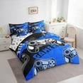 thumbnail image 4 of Feelyou Gaming Gamer Kids Twin Bedding Sets 7-Piece, Game Gamepad Controller Bedding Comforter Set, Blue Cartoon Style Reversible Sheet Sets, Super Cozy Room Decor, 4 of 9