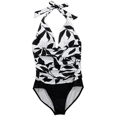 Women's Plus Print Halter Swimsuit