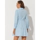 thumbnail image 4 of Vestido camisero de manga larga con botones y cuello vuelto floral bordado para mujer Azul S, 4 of 5