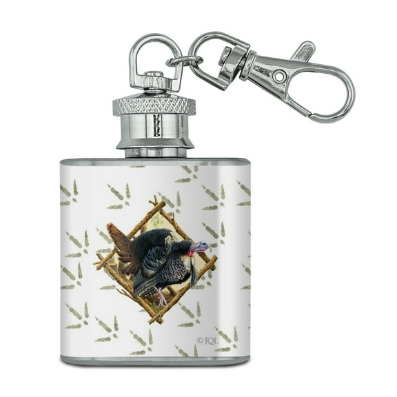 Turkey Diamond Stainless Steel 1oz Mini Flask Key Chain