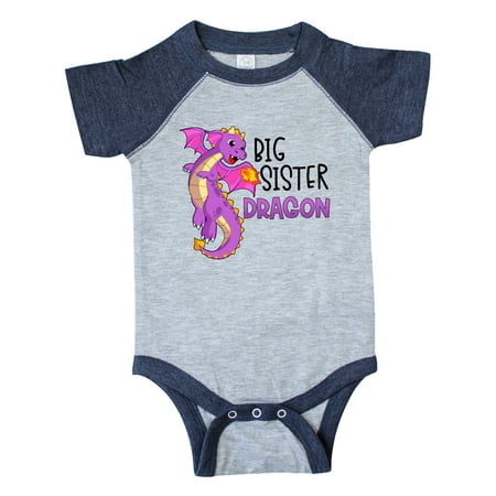 

Inktastic Big Sister Cute Purple Dragon Gift Baby Girl Bodysuit