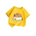thumbnail image 2 of Tfken Summer Girls Tshirts Cartoon Print Short Sleeve Crew Neck Tops Daily Wear Trendy Children Soft Tops Yellow Size 2-4 Years, 2 of 4