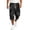 Black, variant on Camo Print Cargo Capri Shorts Matte Camo Elastic Drawstring Waist Loose Fit Mens Outdoor Athletic 3/4 Length Trousers Blue 3XL