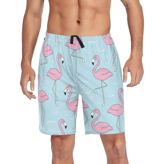 GZHJMY Flamingo Pajama Pants Short for Men, Lounge Pants Lightweight Men Pajama Bottoms with Drawstring Pockets, Christmas New Year Birthday Gifts, Medium