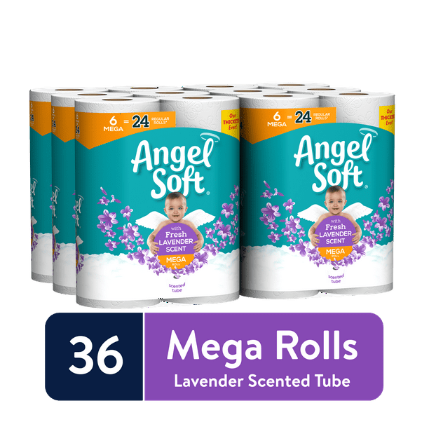 Angel Soft Toilet Paper, Lavender Scented Tube, 36 Mega Rolls Walmart