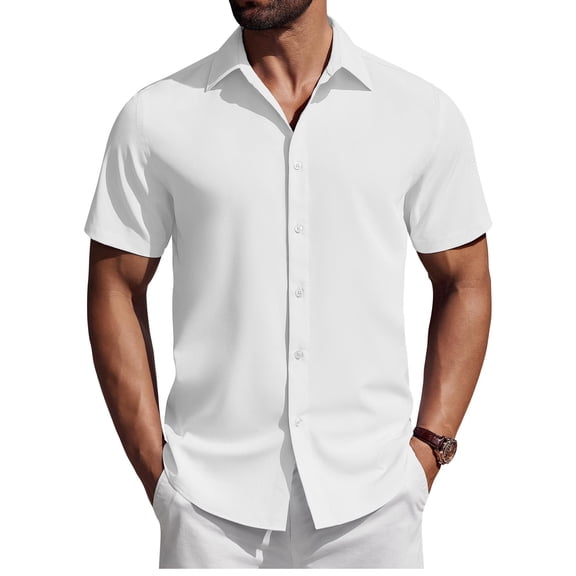 COOFANDY Mens Casual Button Down Short Sleeve Shirts Relaxed Fit Dress Shirts for Summer Daily