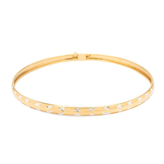 Dolce Giavonna 14K Gold Over Sterling Silver X Cut Bangle Bracelet